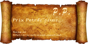 Prix Petróniusz névjegykártya